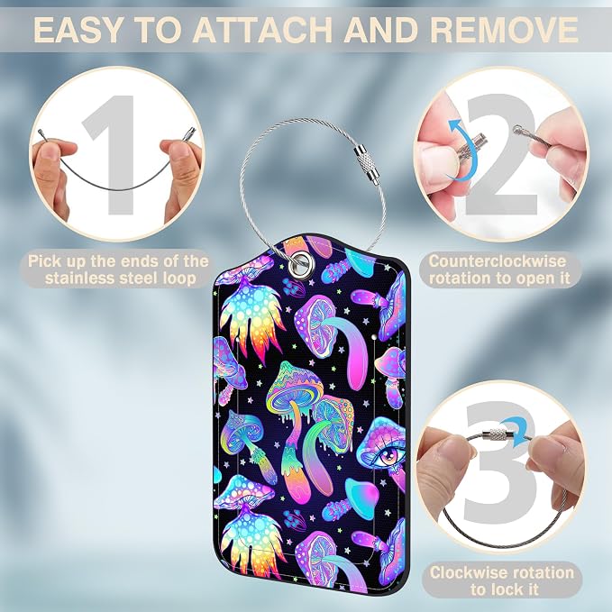 Colorful Mushrooms Set of 2 Luggage Tags - Image 4