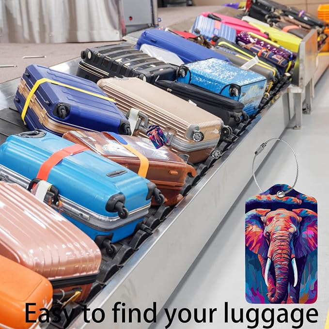 Colorful Elephant 2 Pcs Luggage Tags, Privacy Cover ID Label - Image 5