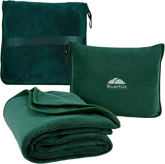 BlueHills Premium Soft Travel Blanket Pillow Airplane Flight Blanket Throw in by BlueHills