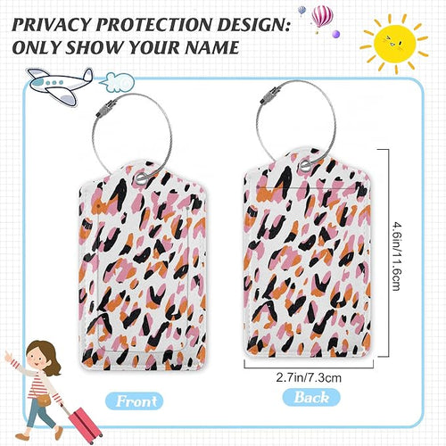 3 Pack Luggage Tag for Suitcase, Abstract Modern Leopard Leather Luggage Tags - Image 2