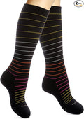 Cotton Compression Socks for Women & Men. 15-20 mmHg Support Knee-High Black by SocksLaneCompression
