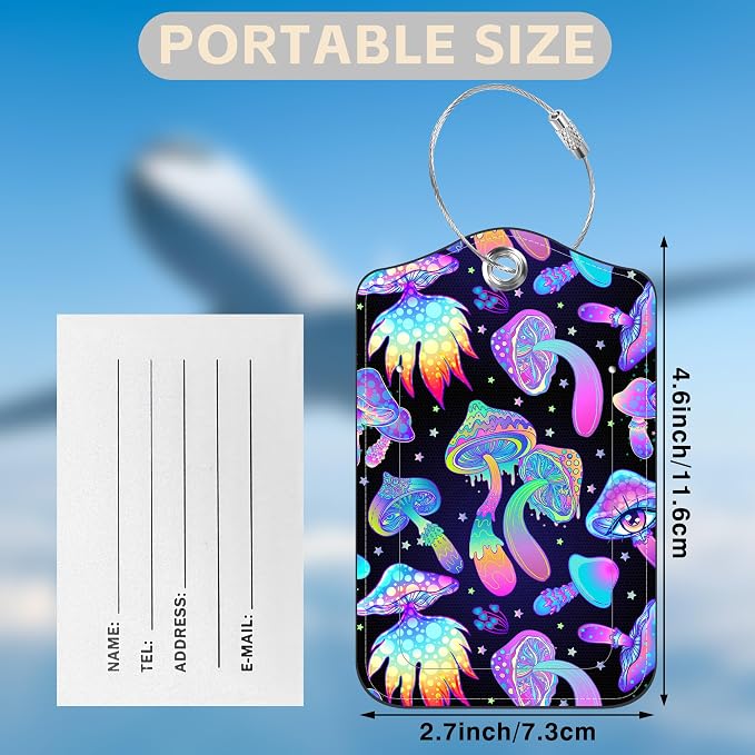Colorful Mushrooms Set of 2 Luggage Tags - Image 2