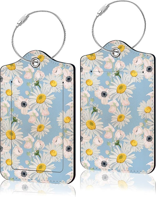 2 Pack Luggage Tag for Suitcase, Cute Unique Leather Suitcase Tags Identifiers by COWDIY