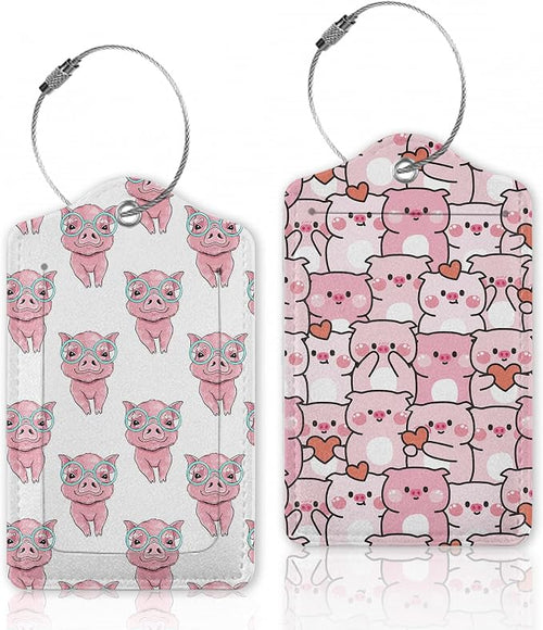 2 Pcs Luggage Tags for Suitcase, Cute Pig by Oeaskly