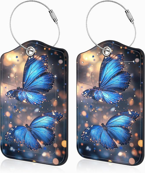 2 Pcs Blue Butterfly Luggage Tags by Unknown