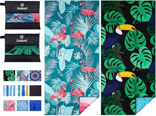 2 Pack Lightweight Thin Beach Towel Oversized 71"x32" Big Extra Large by Gomust