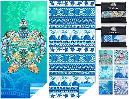 2 Pack Microfiber Lightweight Beach Towel Sand Free Quick Dry Absorbent Thin by WIDDONEN