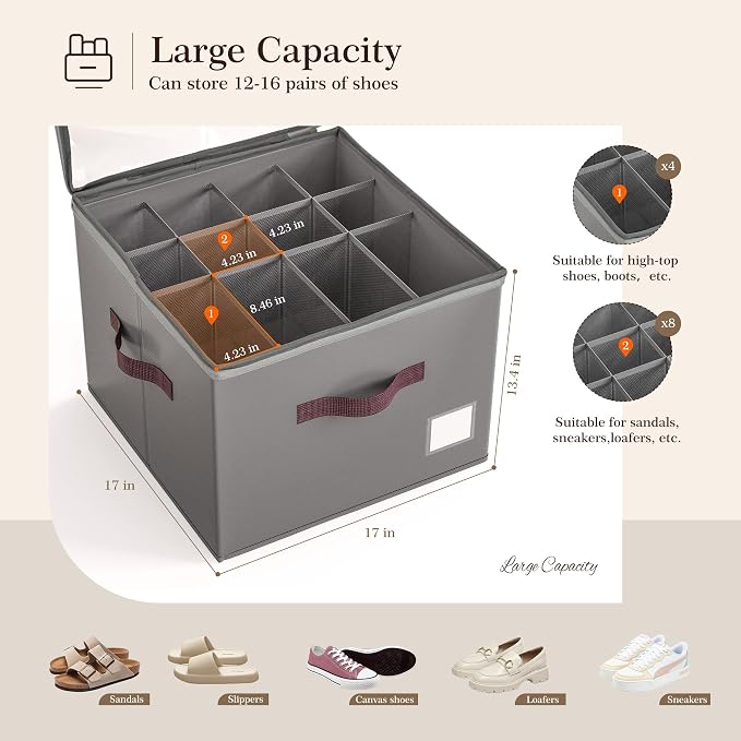 Criusia Shoe Organizer for Closet, 4 Pack Shoe Organizer - Image 3