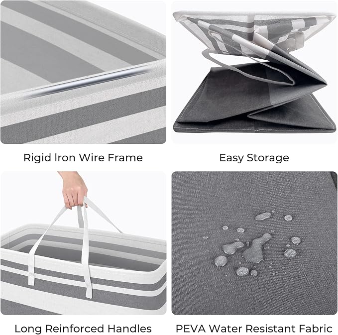 HomeHacks 2 Pack Large Laundry Baskets, Waterproof, Freestanding Laundry Hampers - Image 2