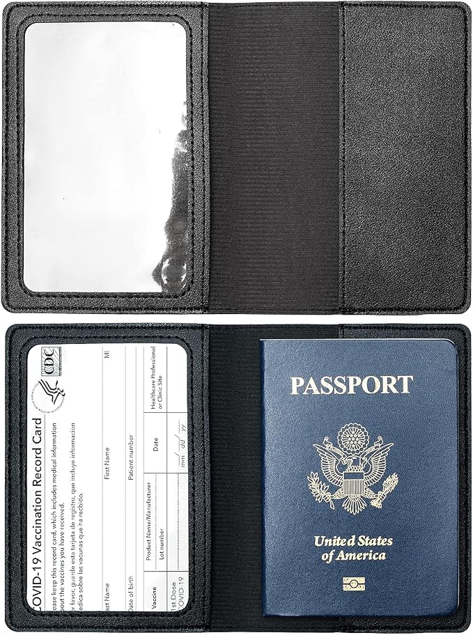 2 Pack Passport covers and Vaccine Card Holder PU Leather Passport Wallet - Image 4