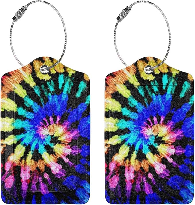 2pcs Tie Dye Luggage Tag for Suitcases Baggage, Colorful Rainbow Airport Crew - Image 3