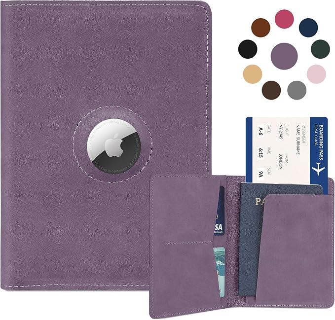 Airtag Passport Holder for Women Men Travel, Real Leather Passport Wallet by Kicoroiny-KeepInnovating