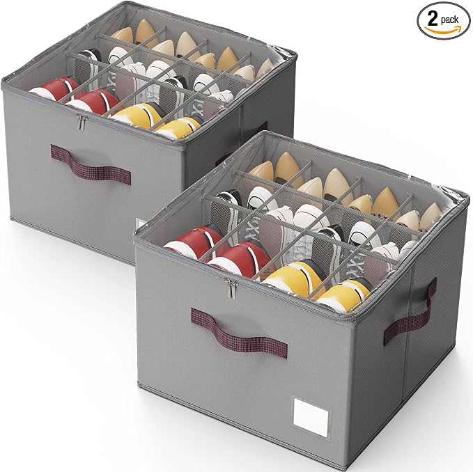 Criusia Shoe Organizer for Closet, 2 Pack Shoe Organizer by Criusia