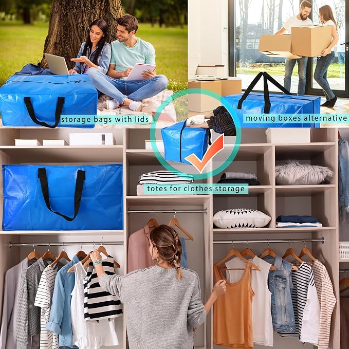 4 Pack Heavy Duty Extra Large Moving Bags Storage Tote - Image 6
