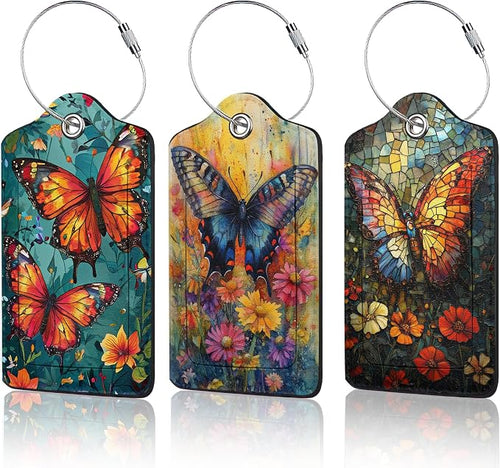 3 Pack Vintage Butterfly Wildflower Luggage Tags by Unknown