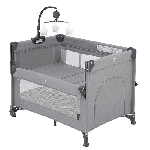 2-in-1 Baby Playard, Pack and Play Bassinet, Easy Folding Portable Crib by QUTANIX