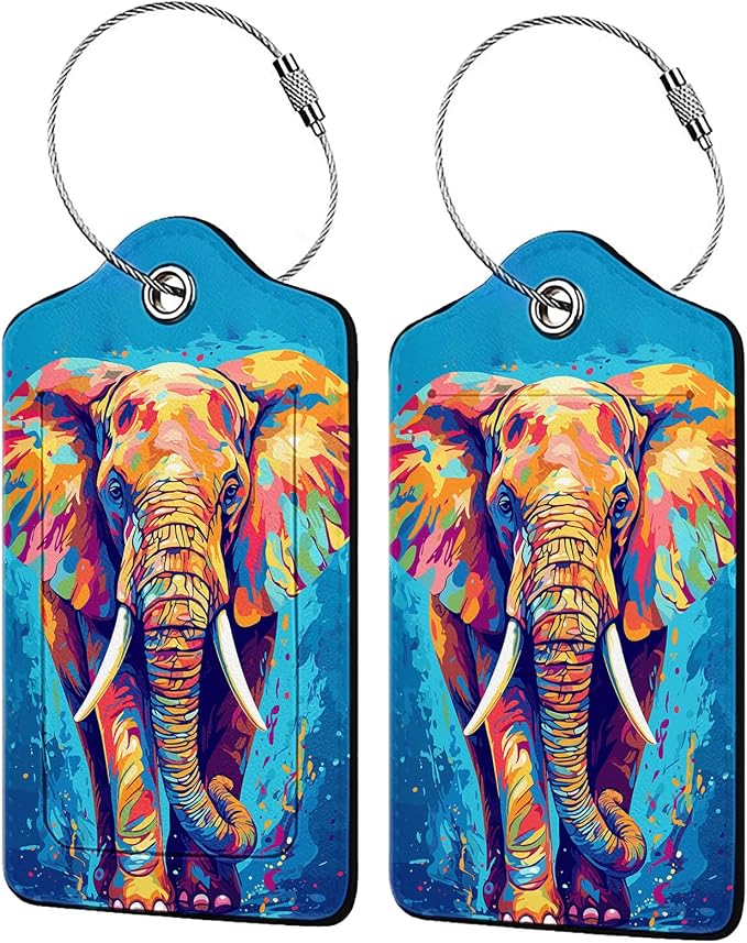 Colorful Elephant 2-Pack Luggage Tags by Unknown