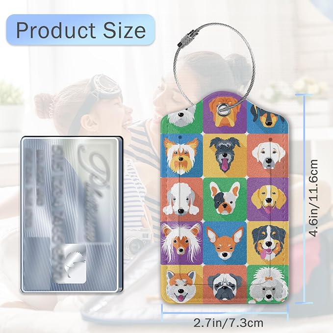 Cartoon Dog Icons Luggage Tags for Suitcase, Cute Dog Breeds Luggage Tags of - Image 2