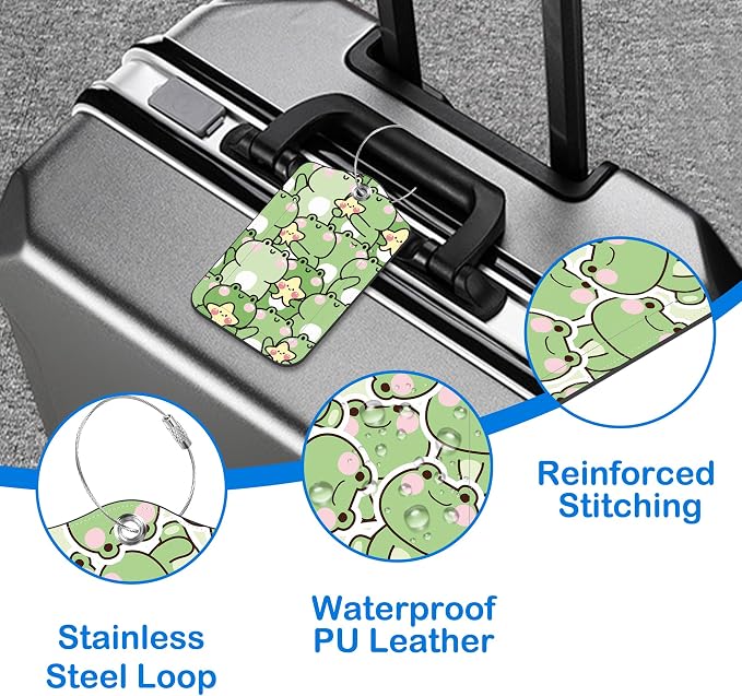 Cute Frog Luggage Tags for Suitcases Leather Travel Tags for Luggage ID Label - Image 4