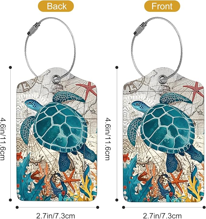 2Pack Luggage Tags for Suitcases, Cute Unique Pu Leather Cruise Luggage Tag - Image 3