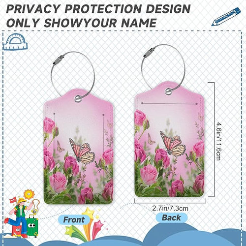 2 Pack Luggage TagsButterfly Rose Floral - Image 2
