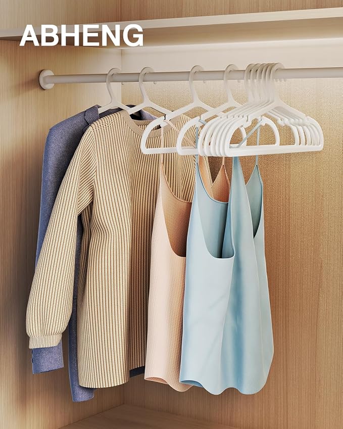 30 Pack Clothes Hangers, Non Slip Plastic Coat Hangers, Space Saving Hangers - Image 2