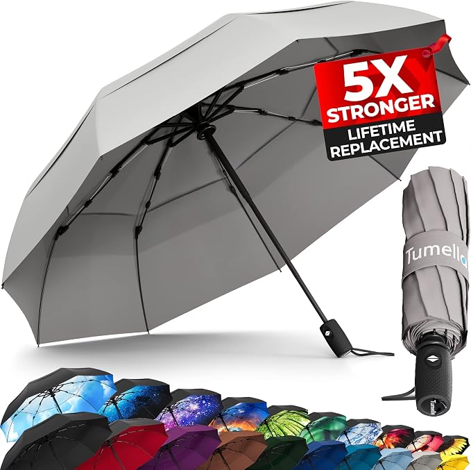 TUMELLA Strongest Windproof Travel Umbrella, Small Strong but Light Portable by Tumella