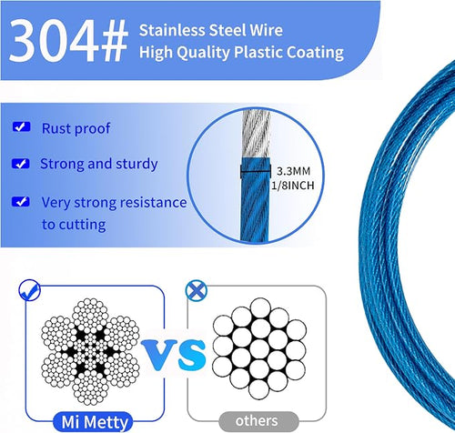3.3mm Outdoor Travel Stainless Steel Security Cable-10ft Luggage Lock Safety - Image 2