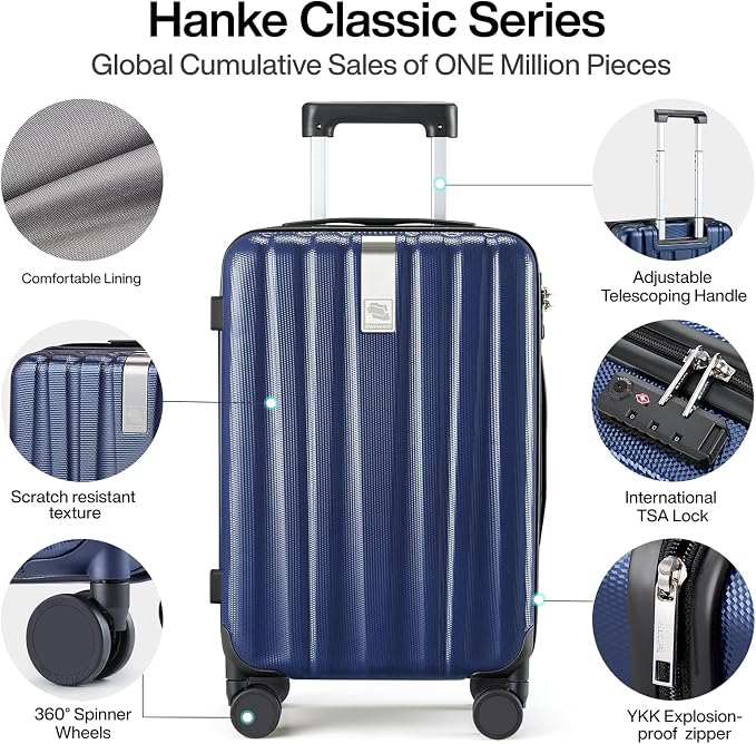 Hanke 20 Inch Carry On Luggage 22x14x9 Airline Approved Lightweight PC Hard - Image 3