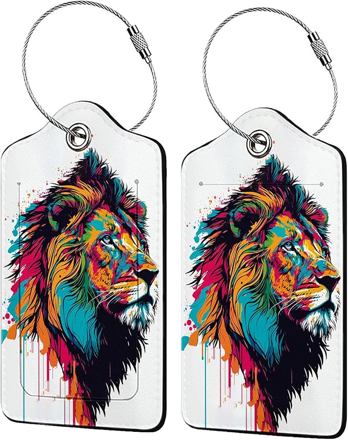 Colorful Lion in Pop Luggage Tags by Unknown