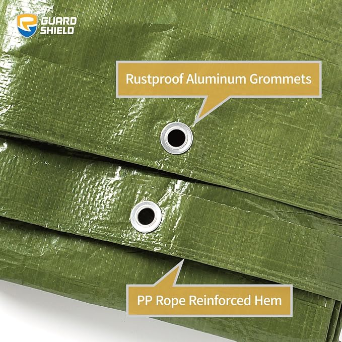GUARD SHIELD Tarp Green 6x6 Feet Multi Purpose Waterproof Poly Tarp Cover 5mil - Image 4