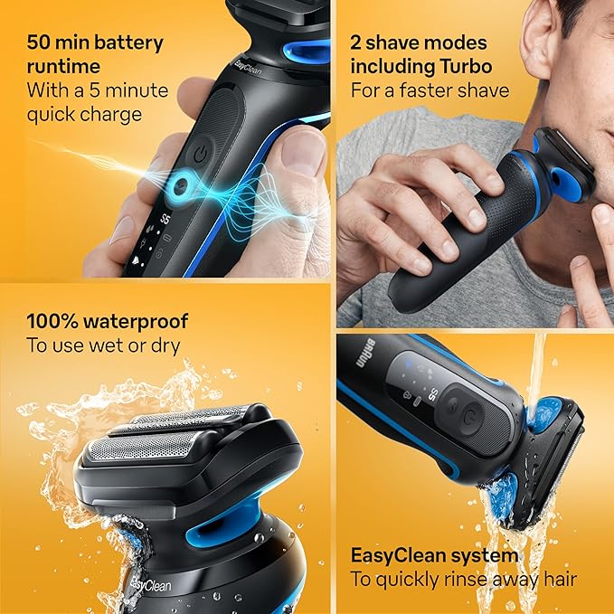 Braun Electric Shaver for Men, Series 5 5120s, Wet & Dry Shave, Turbo Shaving - Image 3