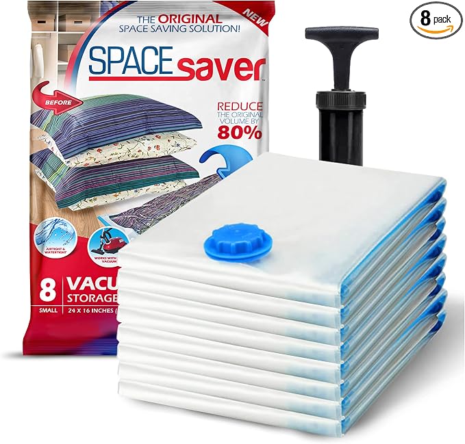 8 Pack Small Vacuum Storage Bags by Spacesaver
