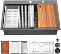 Kitchen Sink, 33 x 22 Drop in Kitchen Sink Gunmetal Black 16 Gauge Stainless by EcoChannels
