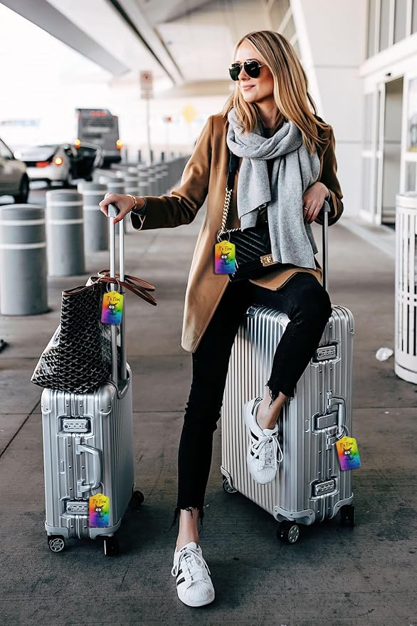 2 Pack Luggage Tags for suitcases Funny Cute Rainbow I'm Fine It's Fine Luggage - Image 4