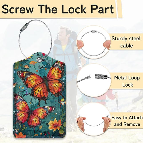 3 Pack Vintage Butterfly Wildflower Luggage Tags - Image 2