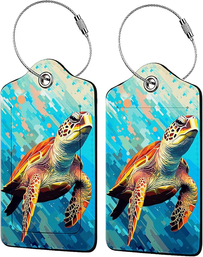 Colorful Wild Sea Turtle Luggage Tags by Unknown