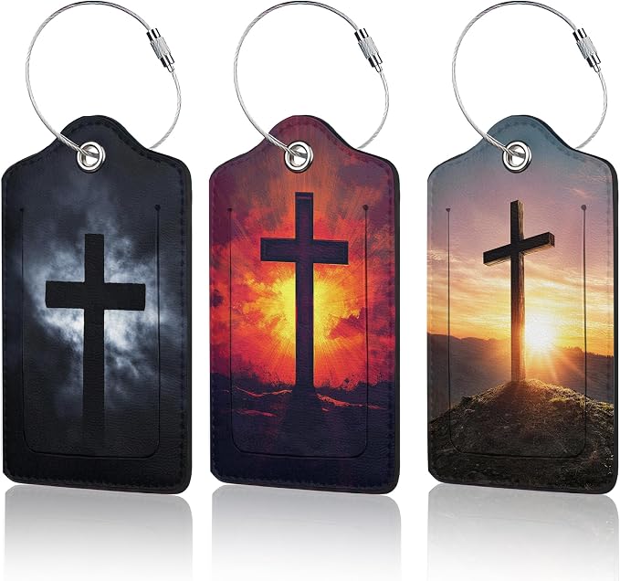 Cross Luggage Tags for Suitcase, 3 Pack Luggage Tag Leather Privacy Cover ID by Unknown