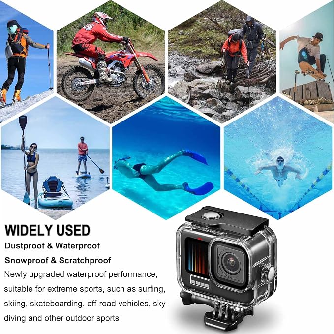 Compatible for Go Pro Hero 8 Black Waterproof Housing Case 60M/196FT Protective - Image 7