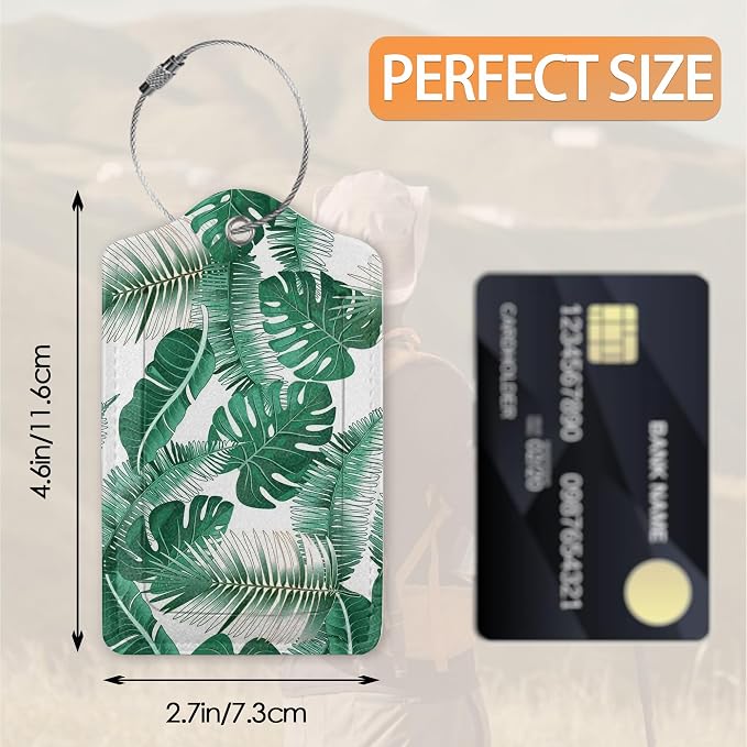 3 Pcs Luggage Tags for Suitcase, Tropical Palm Leaves and Flowers Luggage Tag - Image 2