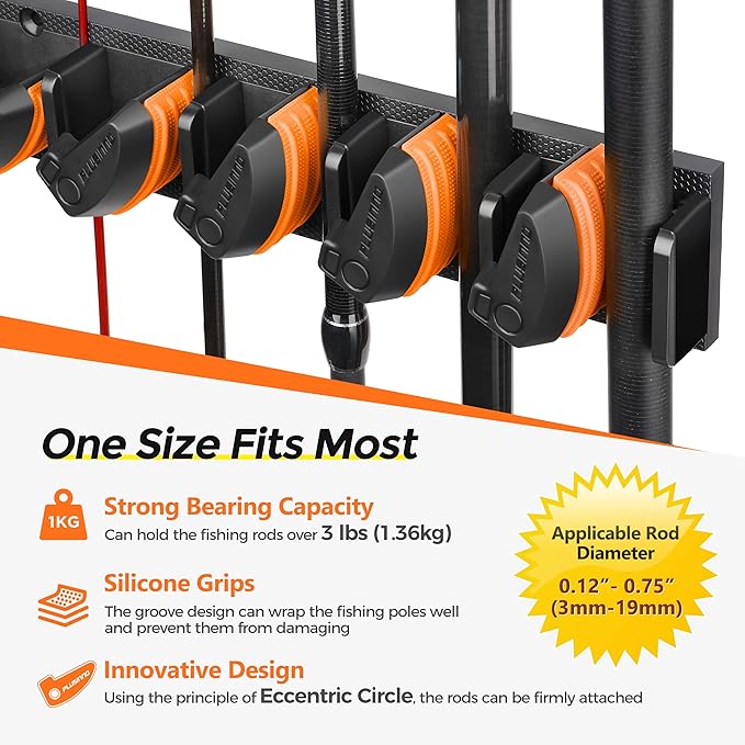 PLUSINNO V9 Vertical Fishing Rod Holders, Wall Mount 4-Pack - Image 4