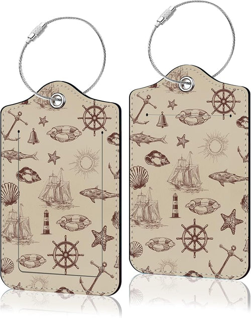 2 Pack Luggage Tag for Suitcase, Cute Unique Leather Suitcase Tags Identifiers by COWDIY