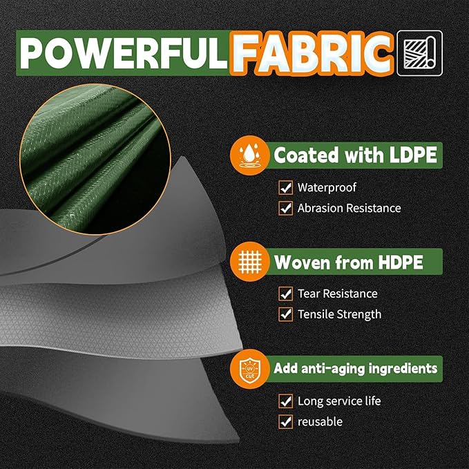 5x7 Feet Tarp Waterproof, Small Tarps, 9Mil Thick, Finished Size Tarps - Image 3