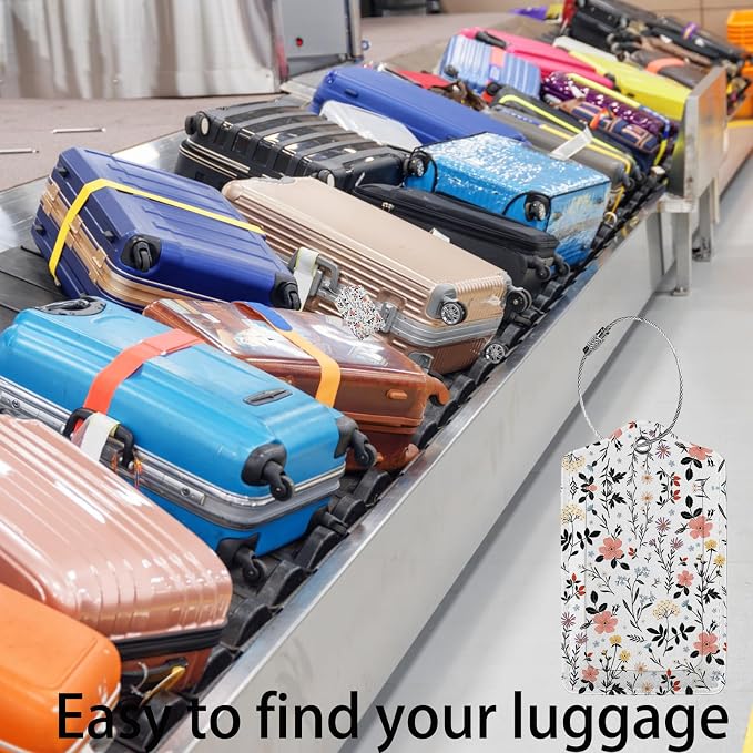 Blooming Flowers Luggage Tags for Suitcases, 2 Pack Luggage Tag, Leather - Image 5