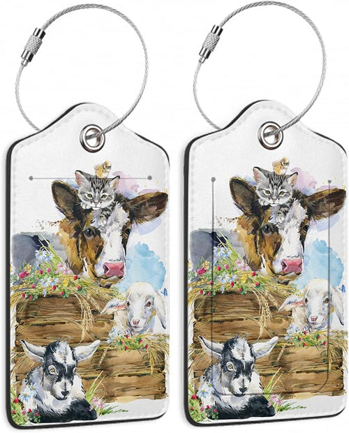 2 Pack Luggage Tags for Suitcases Cute Cow Cat Chicken Sheep Luggage Tag by TXIANT