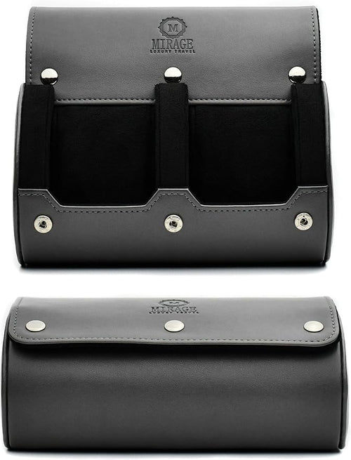 2 Watch Roll Travel Case for Men by MirageLuxuryTravel