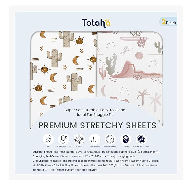 TotAha Cactus Pack N Play Sheets, Premium Stretch Fitted Portable Mini Cribs by TotAha%7CUnitedStates