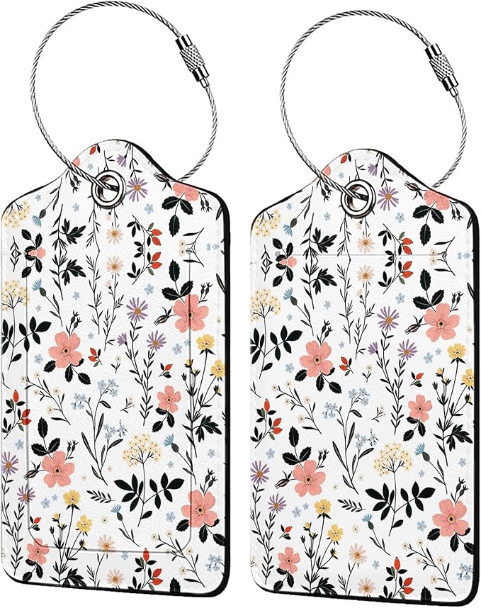 Blooming Flowers Luggage Tags for Suitcases, 2 Pack Luggage Tag, Leather by Unknown