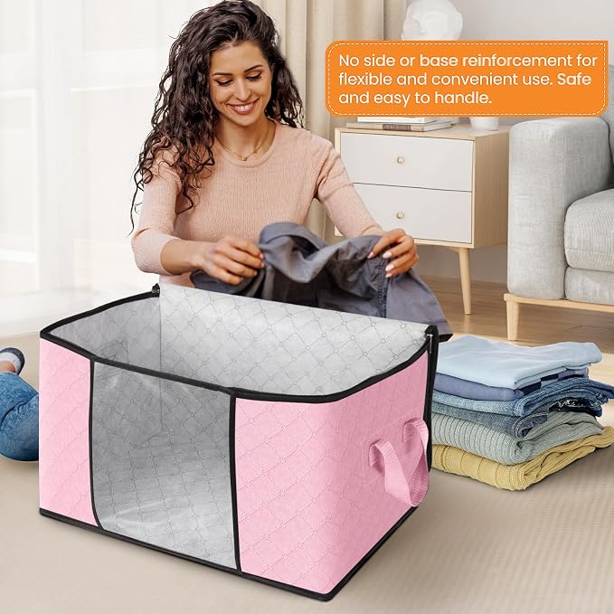 Fab totes 8 Pack Clothes Storage, Foldable Thick Fabric Blanket Storage Bags - Image 3