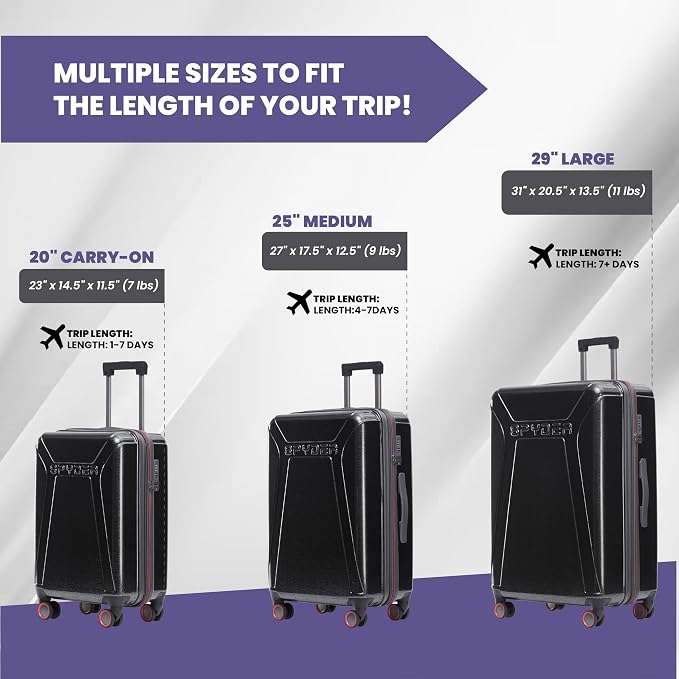 Spyder Traverse 3 Piece Luggage Set, 360° Spinner Wheels, TSA Approved Lock - Image 7